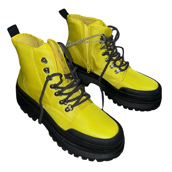 NEW Steve Madden Timbor Lace Up Bootie Yellow SZ-8 - Picture 2 of 6